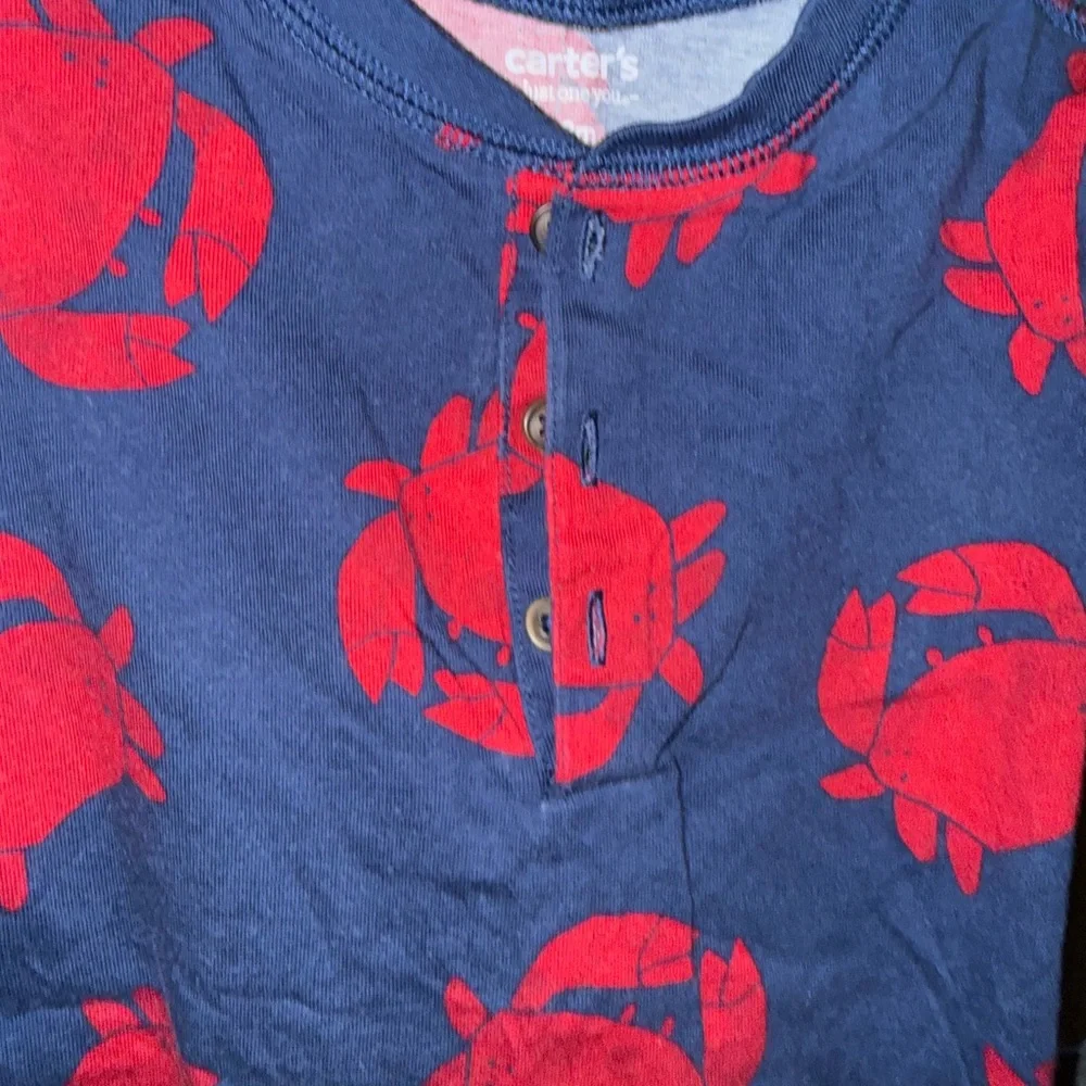 Carter's Navy Short-Sleeve Dress with Red Crab Motif